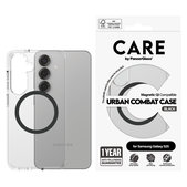 Case Urban Combat with Black QI for Samsung Galaxy S25, Transparent, PanzerGlass