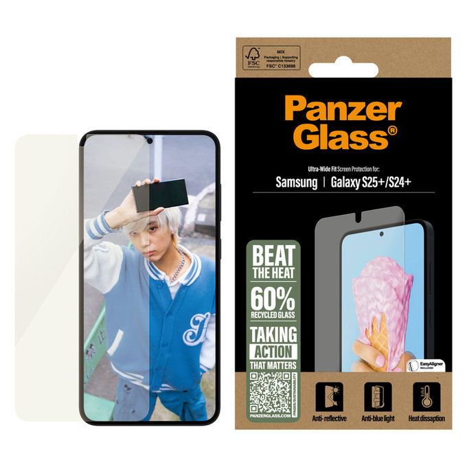 Tempered Glass UWF All-in-One with Applicator for Samsung Galaxy S25+, Clear, PanzerGlass