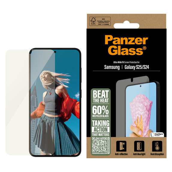 Tempered Glass UWF All-in-One with Applicator for Samsung Galaxy S25, Clear, PanzerGlass