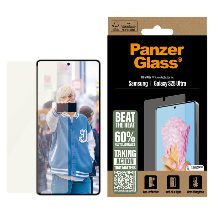 Tempered Glass UWF All-in-One with Applicator for Samsung Galaxy S25 Ultra, Clear, PanzerGlass