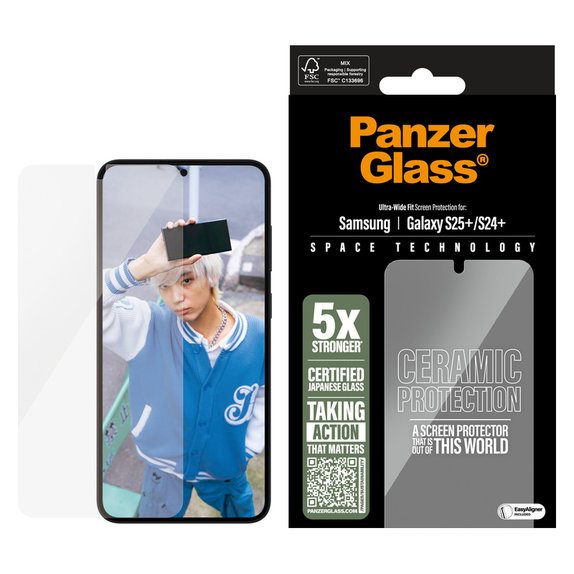 Tempered Glass UWF Ceramic with Applicator for Samsung Galaxy S25+, Clear, PanzerGlass