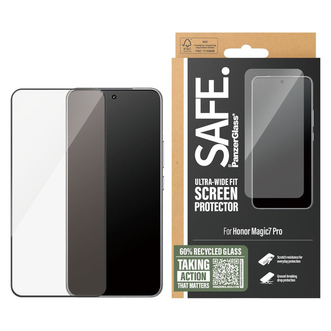 Tempered Glass UWF for Honor Magic7 Pro, Black, SAFE by PanzerGlass