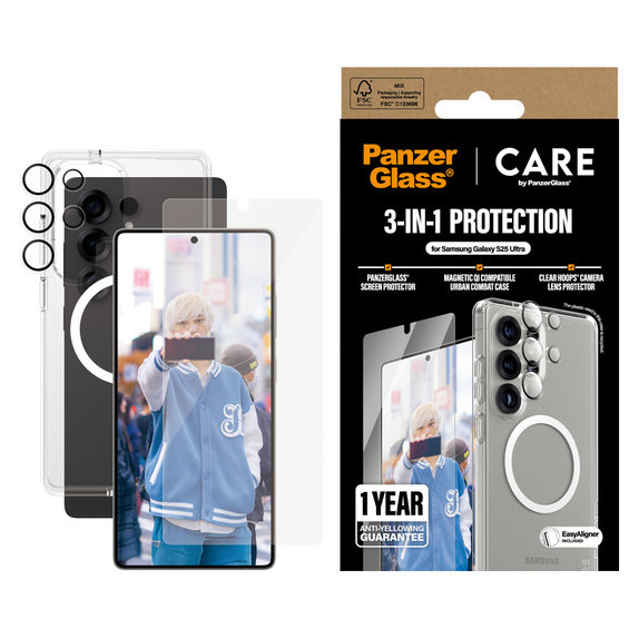 Bundle 3-in-1 for Samsung Galaxy S25 Ultra, PanzerGlass