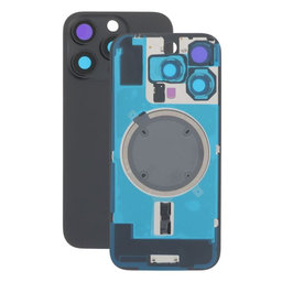 Apple iPhone 16 Pro - Rear Housing Glass + Camera Lens + Metal Plate + Magsafe Magnet (Black Titanium)
