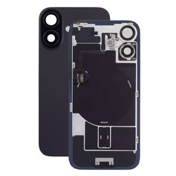 Apple iPhone 16 Plus - Rear Housing Glass + Camera Lens + Metal Plate + Magsafe Magnet (Black)