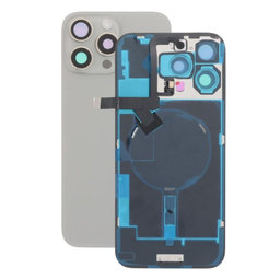 Apple iPhone 16 Pro Max - Rear Housing Glass + Camera Lens + Metal Plate + Magsafe Magnet (Natural Titanium)
