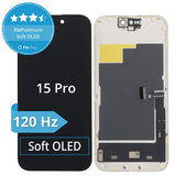 Display Soft OLED 120Hz for iPhone 15 Pro, Touch Screen with Frame, FixPremium