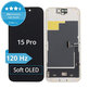 Display Soft OLED 120Hz for iPhone 15 Pro, Touch Screen with Frame, FixPremium