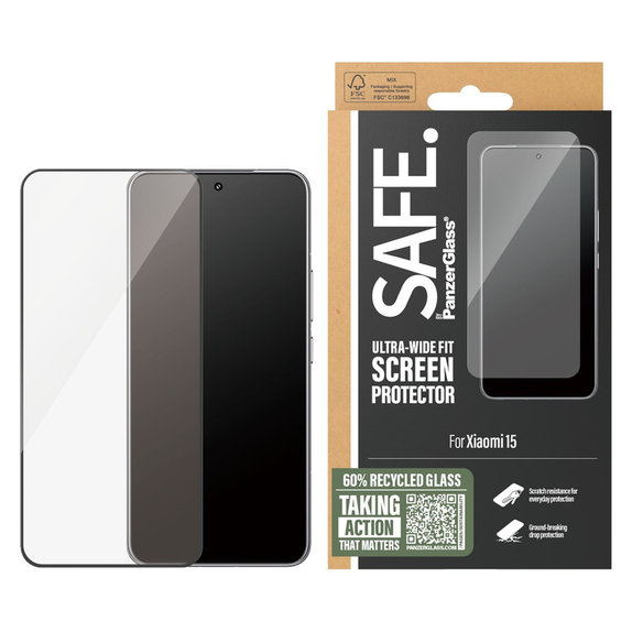 Tempered Glass UWF for Xiaomi 15, Black, SAFE by PanzerGlass