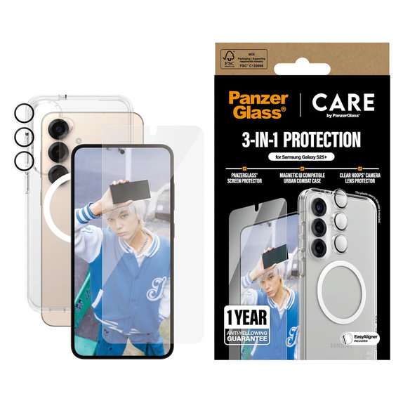 Bundle 3-in-1 for Samsung Galaxy S25+, PanzerGlass