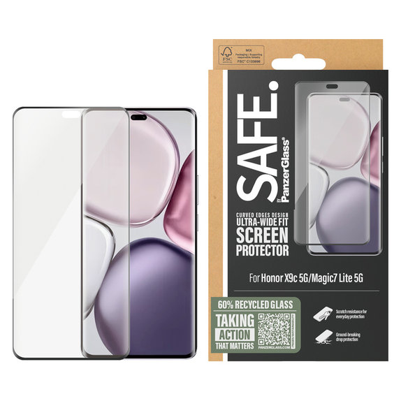 Tempered Glass UWF for Honor X9c 5G/Magic7 Lite 5G, Black, SAFE by PanzerGlass