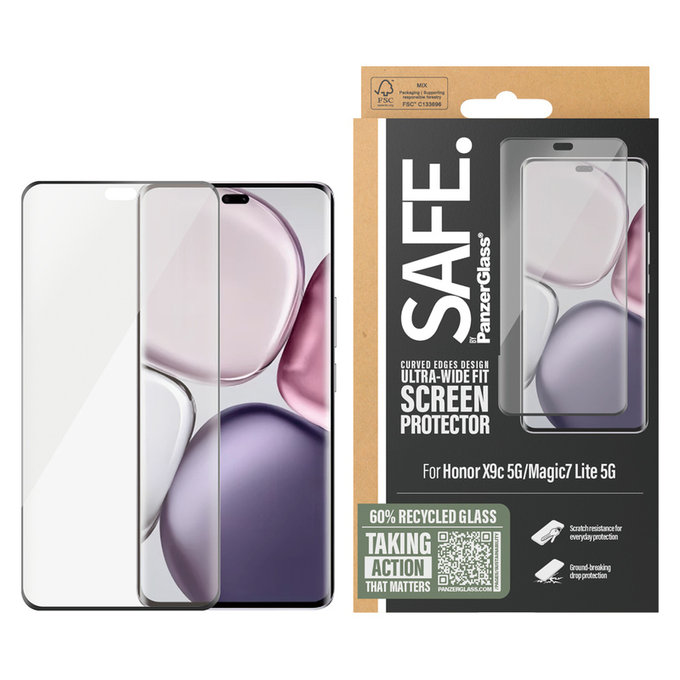 Tempered Glass UWF for Honor X9c 5G/Magic7 Lite 5G, Black, SAFE by PanzerGlass