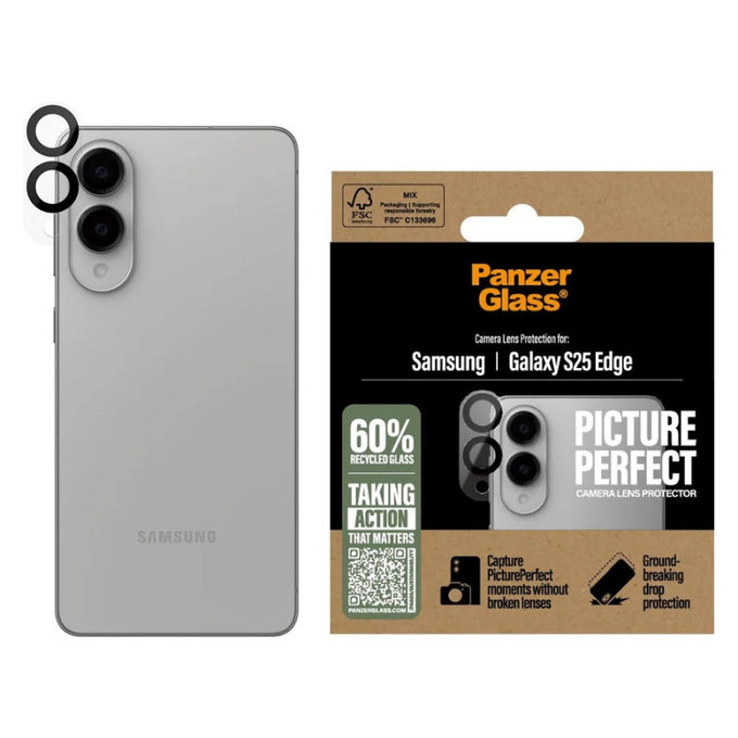Camera Lens Protector PicturePerfect for Samsung S25 Edge, Black, PanzerGlass