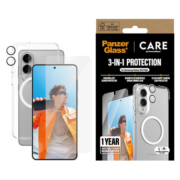 Bundle 3-in-1 for Samsung Galaxy S25 Edge, PanzerGlass