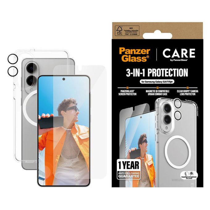 Bundle 3-in-1 for Samsung Galaxy S25 Edge, PanzerGlass