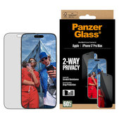 UWF 2-Way Privacy Tempered Glass with Fastfit for iPhone 17 Pro Max, Black, PanzerGlass