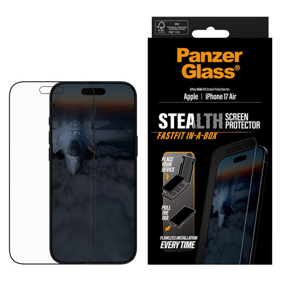 Tempered Glass UWF Stealth with Fastfit for iPhone Air, Black, PanzerGlass