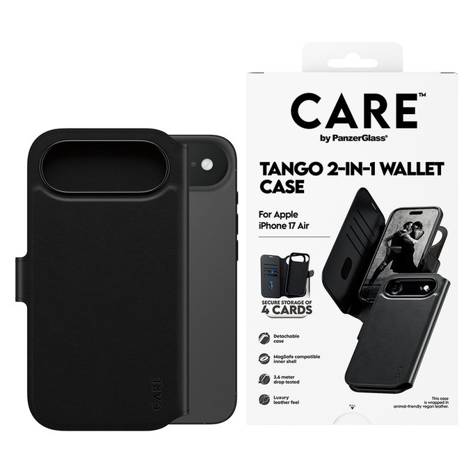 Case Wallet Tango Two-In-One with MagSAFE by PanzerGlass for iPhone Air, Black, PanzerGlass