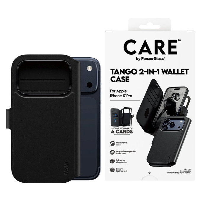 Wallet Tango Two-In-One Case with MagSafe for iPhone 17 Pro, Black, CARE