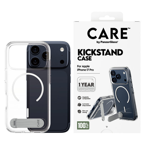 Case Kickstand for iPhone 17 Pro, Transparent, PanzerGlass