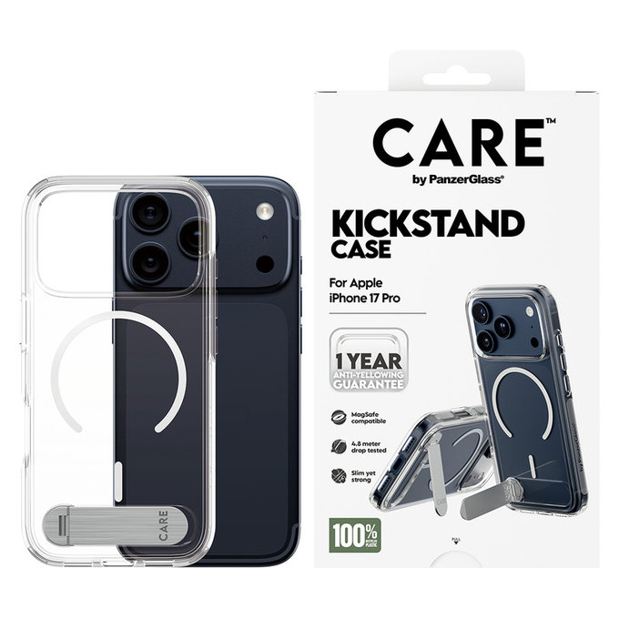 Case Kickstand for iPhone 17 Pro, Transparent, PanzerGlass