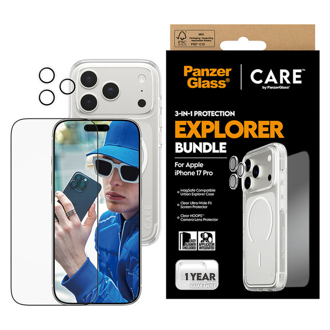 Bundle 3-in-1 Explorer for iPhone 17 Pro, PanzerGlass