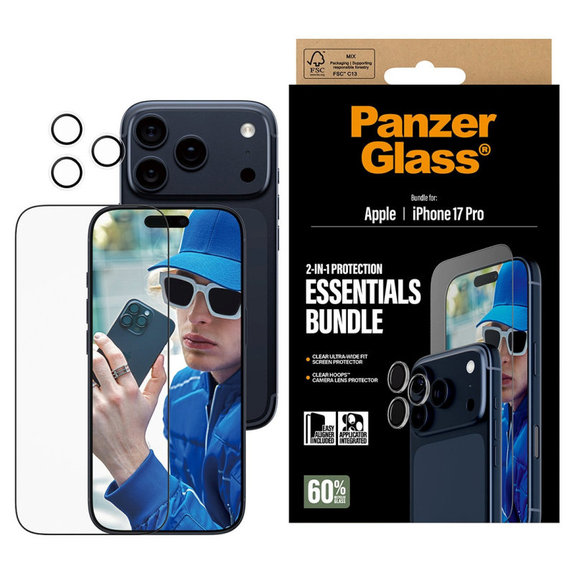 Bundle Essentials 2-in-1 for iPhone 17 Pro, PanzerGlass
