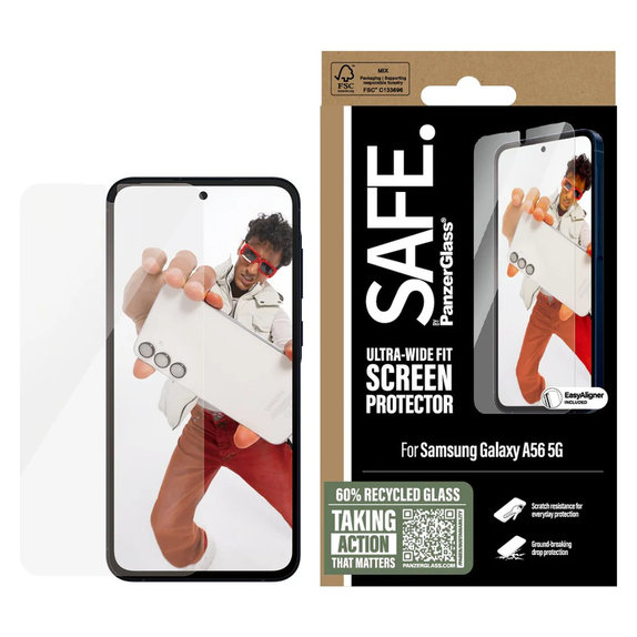 Tempered Glass UWF with Applicator for Samsung Galaxy A56 5G, Clear, SAFE by PanzerGlass