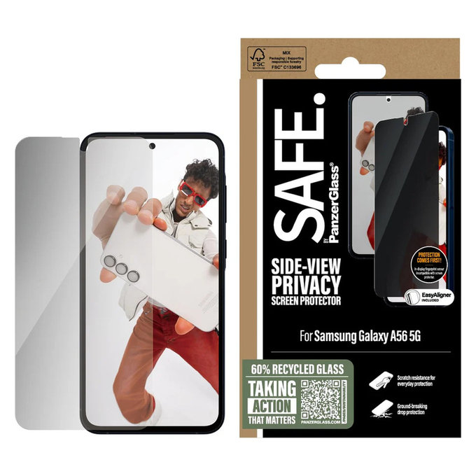Tempered Glass UWF Privacy for Samsung Galaxy A56 5G, Black, SAFE by PanzerGlass