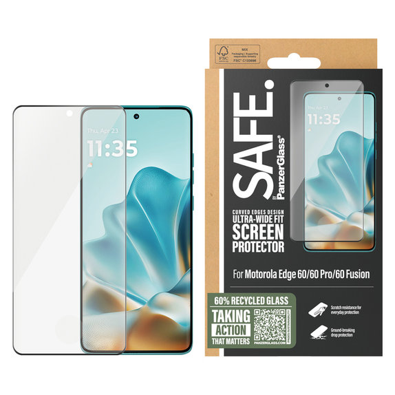 Tempered Glass UWF for Motorola Edge 60/60 Pro/60 Fusion, Black, SAFE by PanzerGlass