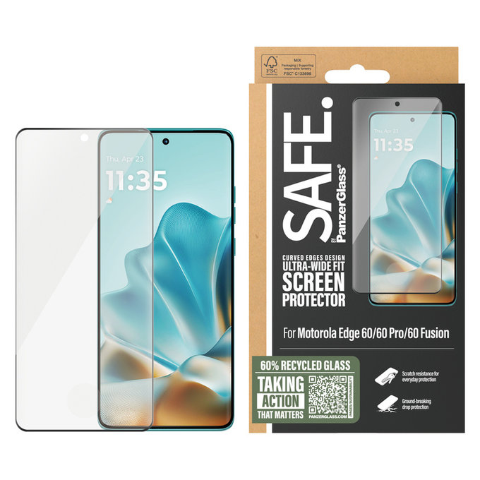 Tempered Glass UWF for Motorola Edge 60/60 Pro/60 Fusion, Black, SAFE by PanzerGlass