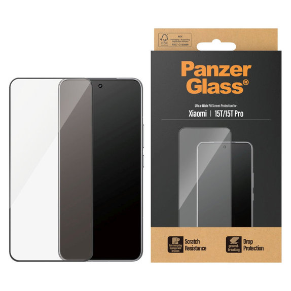 UWF Tempered Glass for Xiaomi 15T/15T Pro, Black, PanzerGlass
