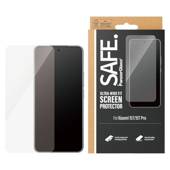 Tempered Glass UWF for Xiaomi 15T/15T Pro, Black, SAFE by PanzerGlass