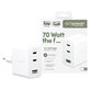 Travel Adapter Grand Prix 2x USB-C/USB-A, GaN, 70 W PD, Silver White, empower