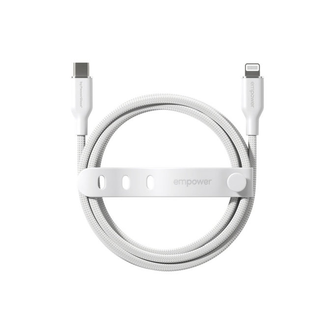 USB-C/Lightning Cable, 60 W, Racing, 1, 2 m, Silver White, empower