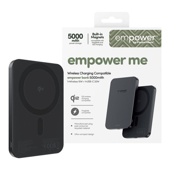 Wireless PowerBank 5000 mAh, 20 W, compatible with MagSafe, Qi2/USB-C, Space Black, empower