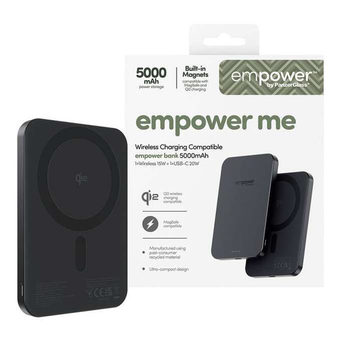 Wireless PowerBank 5000 mAh, 20 W, compatible with MagSafe, Qi2/USB-C, Space Black, empower