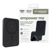 Wireless PowerBank 5000 mAh with rotating stand, 20 W, compatible with MagSafe, Qi2/USB-C, Space Black, empower
