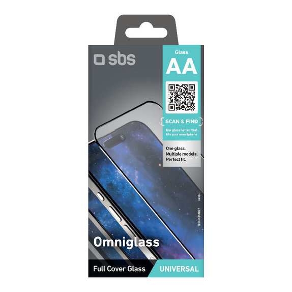 Universal Tempered Glass Omniglass AA, Black, SBS