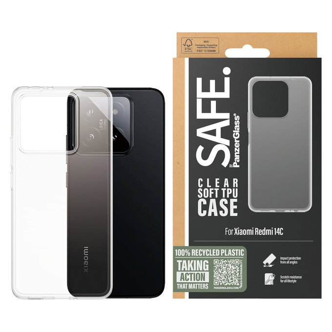 Case TPU for Xiaomi Redmi 14C, Transparent, SAFE by PanzerGlass