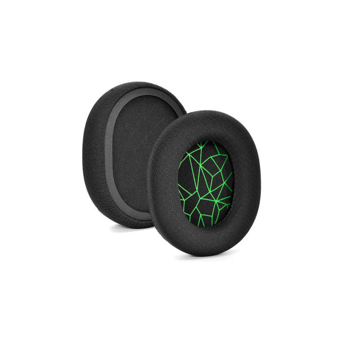 Replacement Ear Pads for SteelSeries Arctis 3, 5, 7, 9 Pro, Memory foam + Textile, Black / Green, 1 pair