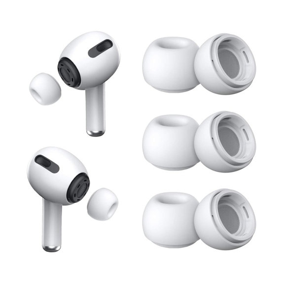 Replacement silicone ear tips for Apple AirPods 3 Pro, set of 3pcs (L, M, S), White