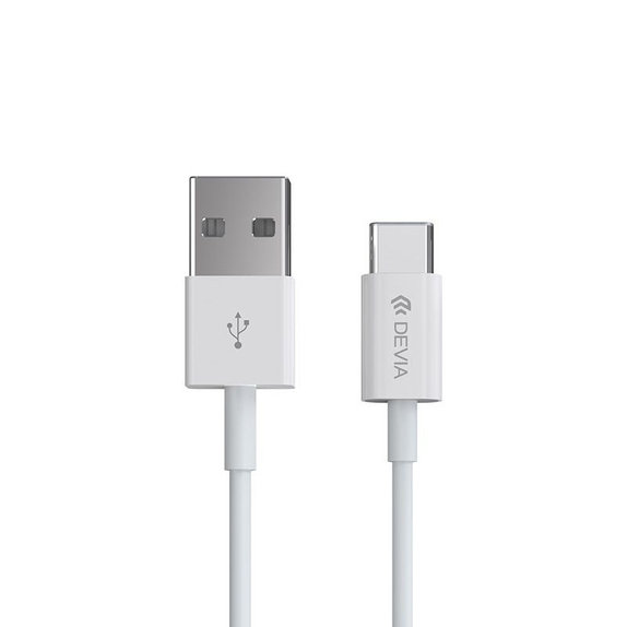 USB / USB-C Cable Smart, 2.1A, 2m, White, Devia