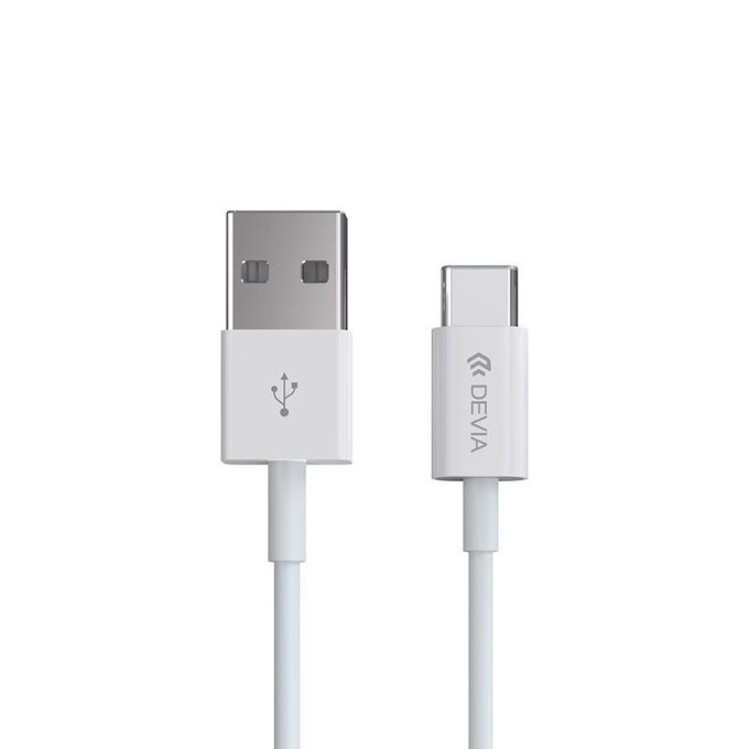 USB / USB-C Cable Smart, 2.1A, 2m, White, Devia