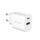 Charging Adapter Smart USB-C + USB-A, PD 20W, White, Devia