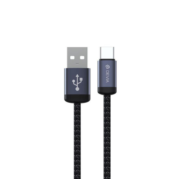 USB / USB-C Cable Gracious, 2.1A, 2m, Black, Devia