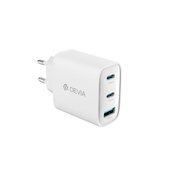 Charging Adapter Extreme Speed, 2x USB-C + USB-A, PD 65W, White, Devia