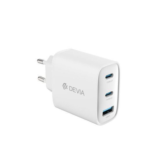 Charging Adapter Extreme Speed, 2x USB-C + USB-A, PD 65W, White, Devia