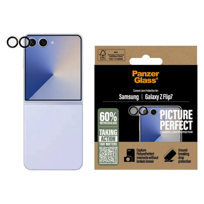 Camera Lens Protector PicturePerfect for Samsung Z Flip7, Black, PanzerGlass