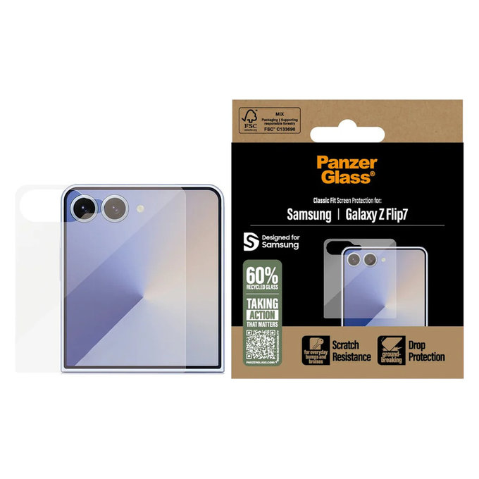 Tempered Glass Classic Fit for Samsung Galaxy Z Flip7, Clear, PanzerGlass